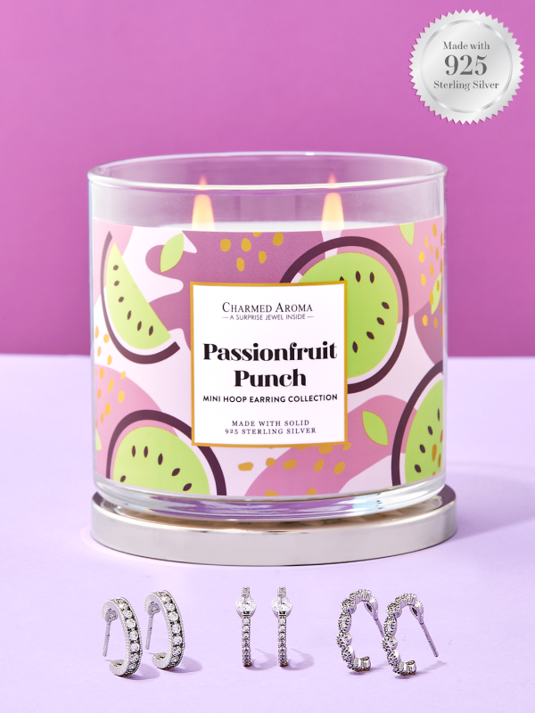 Passionfruit Punch Candle - 925 Sterling Silver Mini Hoop Earring Collection For Sale